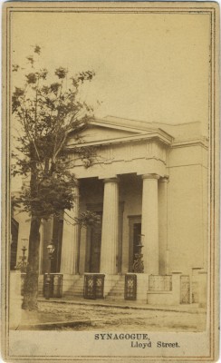 Lloyd Street Synagogue, home of Baltimore Hebrew Congregation in 1864. Photo by D.R. Stiltz & Co. photographers. Used with permission from Ross Kelbaugh. JMM 1997.71.1