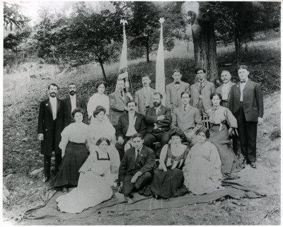 Baltimore People at Zionist Conference. Tannersville, New York - 1906 or 1907. Harry Friedenwald is located in the center of the middle row.