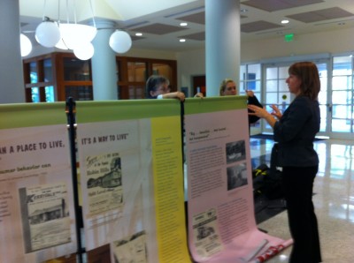 Here we are installing the exhibit at its first venue in Hodson Hall at Johns Hopkins University. From there, it traveled to several suburban synagogues, the Owings Mills JCC, the main branch of the Enoch Pratt Library and the Edward A. Myerberg Center.