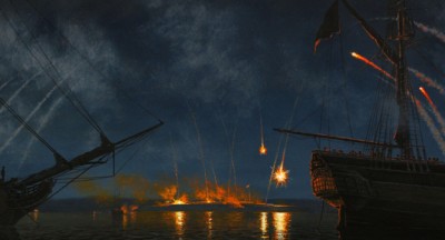 Painting, “Bombardment of Fort McHenry” by Peter Rindlisbacher, Courtesy of the artist.