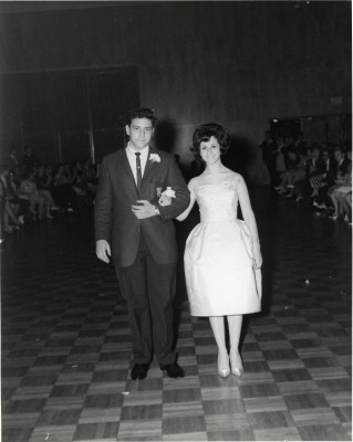 Unidentified couple being introduced at the AZA Sweetheart dance, 1964. 1995.128.001.026.004 
