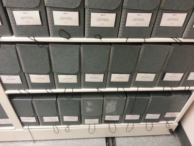 Some of the many boxes containing the Friedenwald collection.