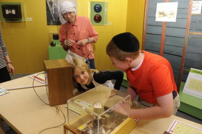 Checking out the interactives on loan from the National Electronics Museum.