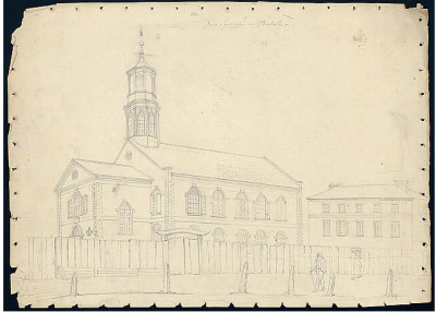 John Rubens Smith (1770-1840). Jews Synagogue in Charleston [Beth Elohim], ca. 1812.