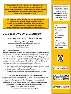 Lessons of the Shoah, 2015