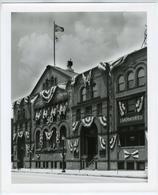 The Hendler Creamery building, decked out for the company's golden anniversary. JMM 1998.47.21.3
