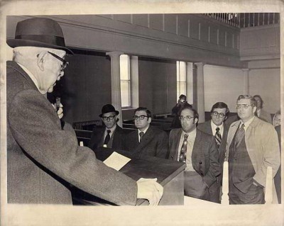 Lester Levy and audience during the Lloyd Street Synagogue restoration dedication, 1962. Donated by Janet Fishbein (daughter of Susan Levy Bodenheimer), Ellen Patz, Ruth Gottesman & Vera Mende. JMM#2002.079.034 