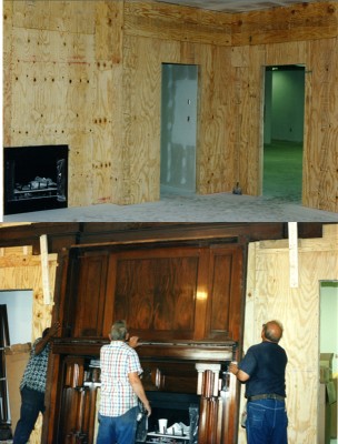 Two views of the paneling installation, July 1997.  JMM# IA 3.0491, IA 3.0526