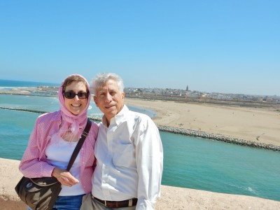 Wendy and Bob in Rabat, looking over at Sale.