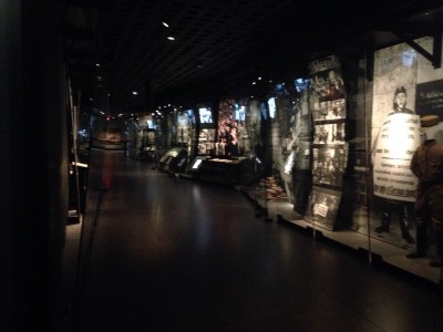 Photo of the interior of the Permanent Exhibit at the United States Holocaust Memorial Museum.