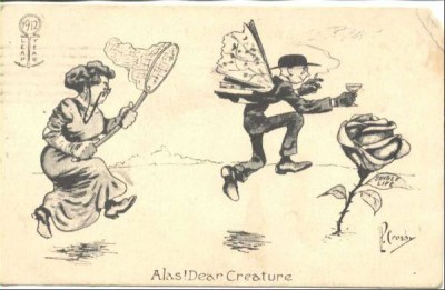 Picture women with nets chasing after fleeing men, ca. 1912, Slate Magazine