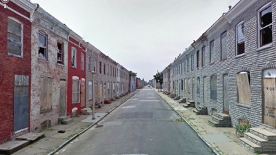 Examples of urban decay are evident all over Baltimore, entire blocks of abandoned homes and structures.