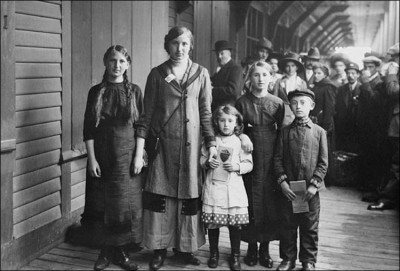 Jewish immigrants on Ellis Island, the main processing center for immigrants entering the United States.