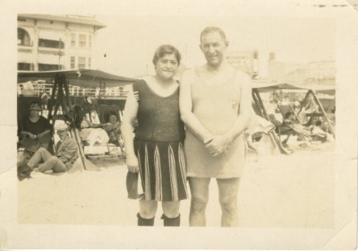 Rosa and Pereth Cohen of Baltimore on the beach, Atlantic City, August 20, 1924.  Gift of Milford Siegel. JMM 1987.97.1