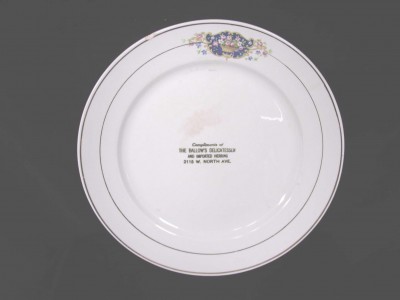China plate from Ballow’s Delicatessen. JMM 1987.131.5