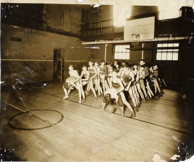 The Jackson Club practicing basketball in the JEA gymnasium, c. 1935. JMM 1992.231.146