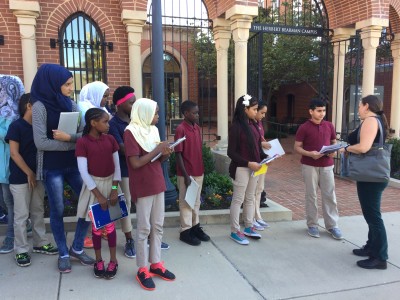 One example can be seen in a visit this fall by a group of students that included Syrian refugees who learned about immigration history – as they made connections with their own personal experiences – through a tour of Voices of Lombard Street.