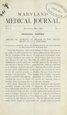 Volume 1 of the Maryland Medical Journal