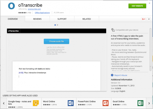 O Transcribe, the software I’ve been using, is available on the google app store.