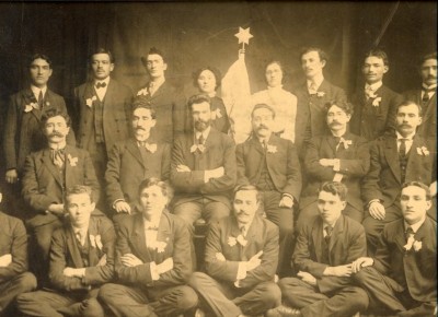Dr. Herman Seidel with a Zionist group believed to be Poalei Zion, c. 1905. JMM 1963.9.1