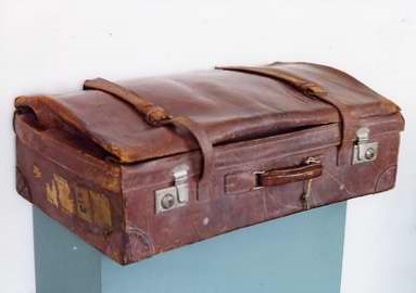 This suitcase is the one which was permitted by the Nazis to be taken along by Theo Weil and his wife, Hilde Weil (nee Wachenheimer), from their home in Freiburg in Brisgau, Baden, Germany, in October 1939 when the entire Jewish population of that sector were given one hour to pack their belongings before they were herded and loaded into freight trains. (JMM 1990.119.001)