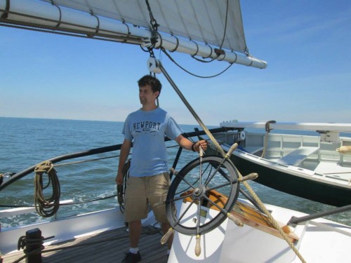 Me at the helm of the Lady Maryland