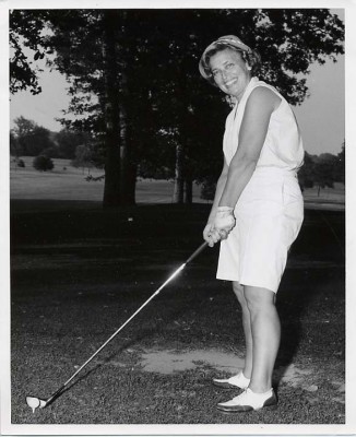 Rosalyn Shecter playing golf at Woodholme Country Club, c. 1968. JMM 1974.21.15