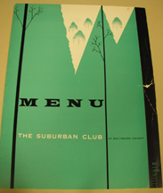 Sburban Club menu, c. 1958. JMM 1988.218.33a