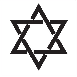 A black and white illustration of a six-sided star or Star of David.