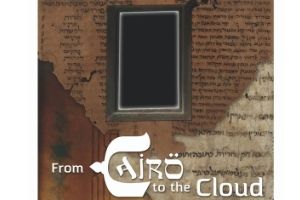 A composition of old texts written in different languages, including Hebrew. The words “From Cairo to the Cloud” are in white at the bottom of the composition.