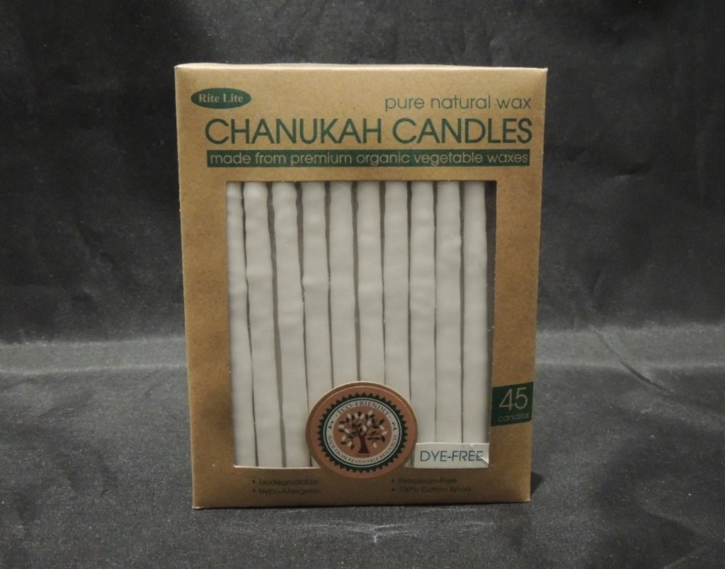 color photo of a box of white hanukkah candles