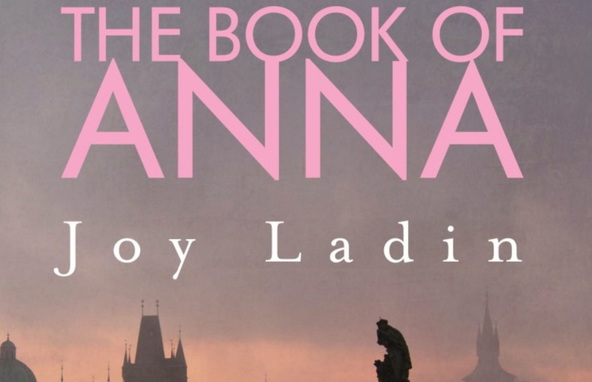 Cropped image of the cover of "The Book of Anna" showing the title and author on a sunset background. The tops of a few city buildings are just visible in the bottom of the image.