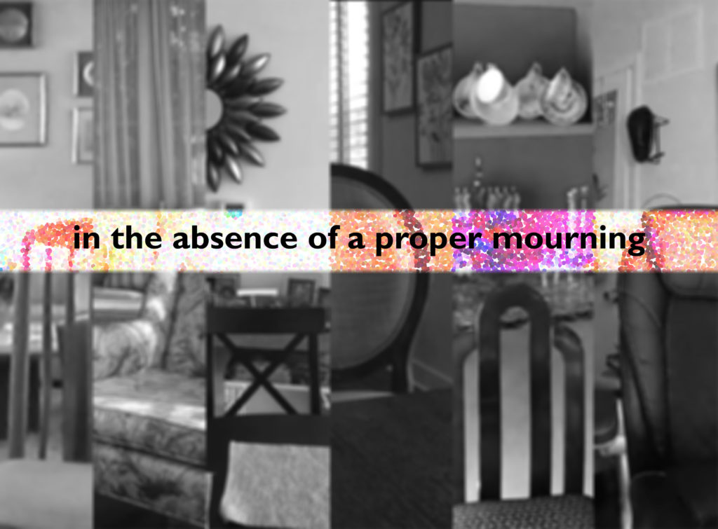 6 slices of empty chair photos with text in the absence of a proper mourning