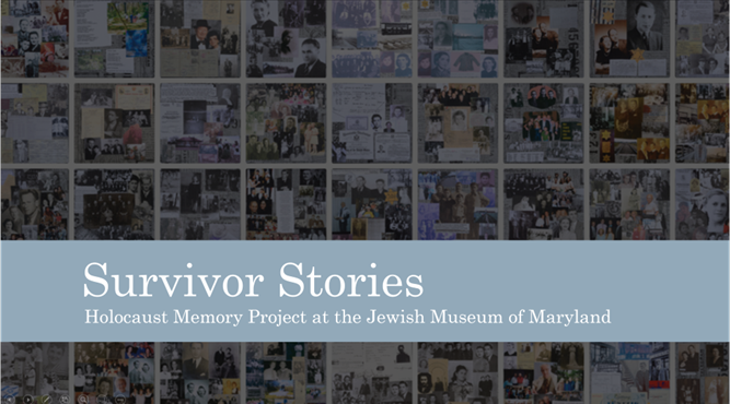 The title slide for the Holocaust Memory Project education program. Students bear witness to the stories of several members of Maryland's local Holocaust survivor community and consider the many ways Holocaust survivors sought to tell their stories.