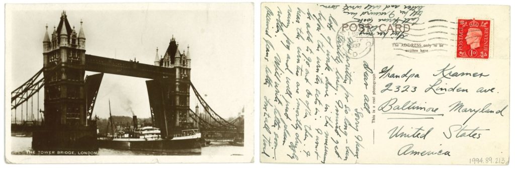 Photo postcard showing the Tower Bridge, London.